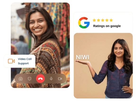 Demonstration of video call support and high Google ratings for NIWI